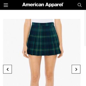 American apparel green plaid tennis skirt